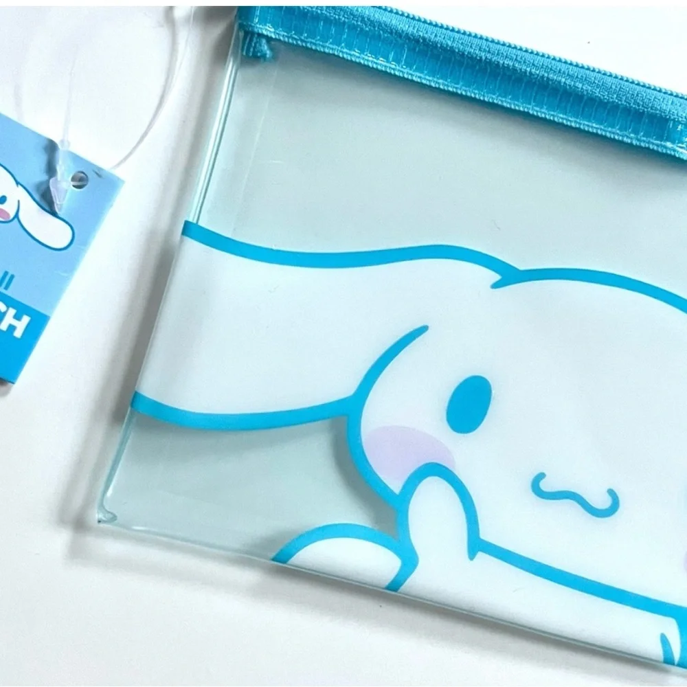 🆕 🎉 set of 2 clear zipper Sanrio pouches featuring Cinnamoroll & Bad Badtz-Maru